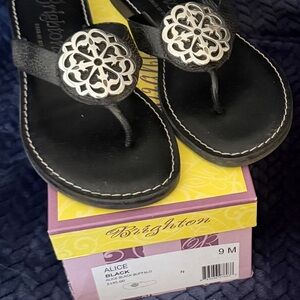 Brighton Women's Black Sandals with Silver Accents